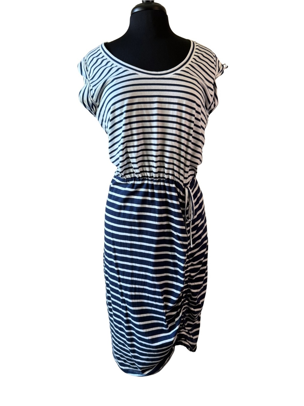 Veronica Beard Jeans Striped Navy White Knit Dress Size Large